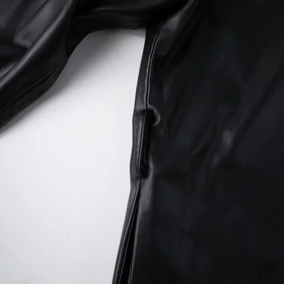 ZARA black faux-leather button up top size XL - Picture 7 of 9